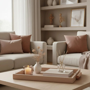 Bandeja Média em MDF com PU Rosé 3x27x44cm Mart