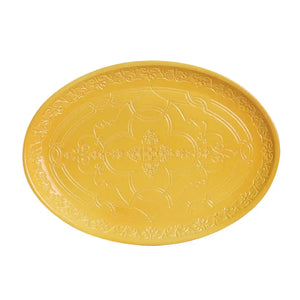 Bandeja Oval Madeira Arabesco Amarela 28x20cm Tuut