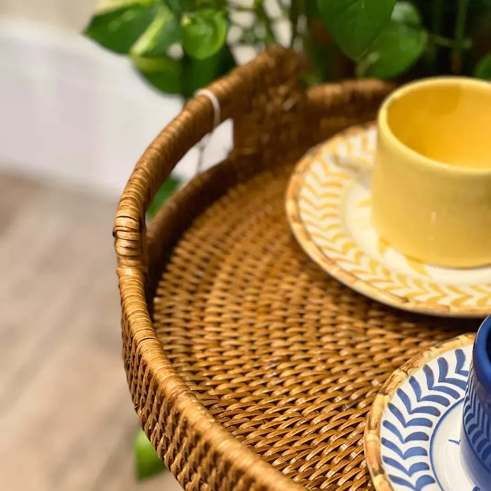 Bandeja Oval em Rattan com Alças Bahali 46x38x5cm