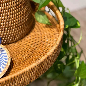 Bandeja Oval em Rattan com Alças Bahali 46x38x5cm