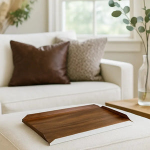 Bandeja Prata com Fundo Madeira Shefield Plate 35x24cm