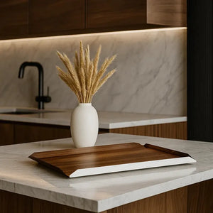 Bandeja Prata com Fundo Madeira Shefield Plate 50x35cm