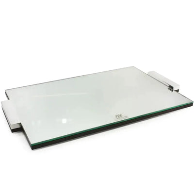 Bandeja Prata com Fundo Vidro Espelhado Shefield Plate 45x30cm