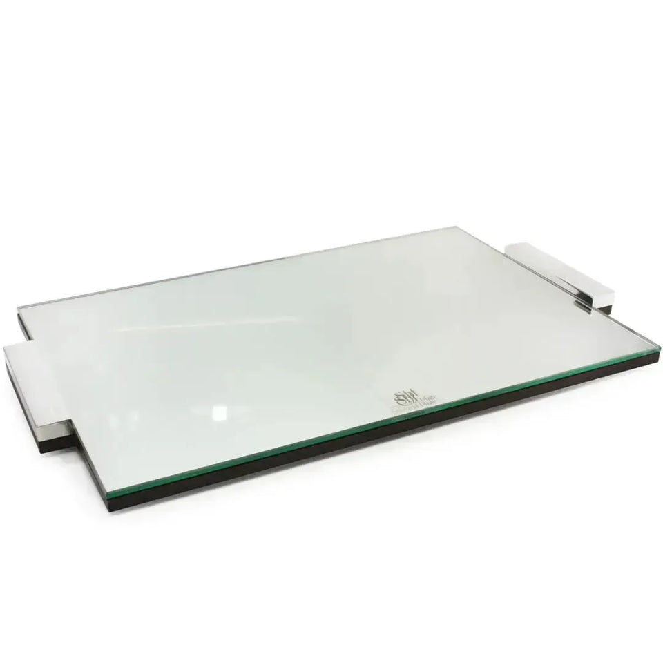 Bandeja Prata com Fundo Vidro Espelhado Shefield Plate 45x30cm