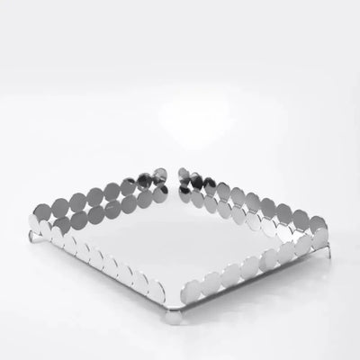 Bandeja Retangular Nanna Inox com Vidro Espelhado Riva