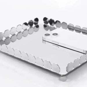 Bandeja Retangular Nanna Inox com Vidro Espelhado Riva