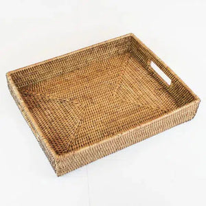 Bandeja Retangular em Rattan Bahali 39x31cm