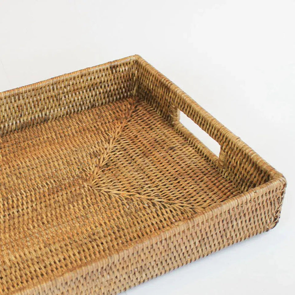 Bandeja Retangular em Rattan Bahali 57x37cm