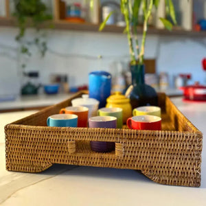 Bandeja Retangular em Rattan Bahali 65x45x9cm