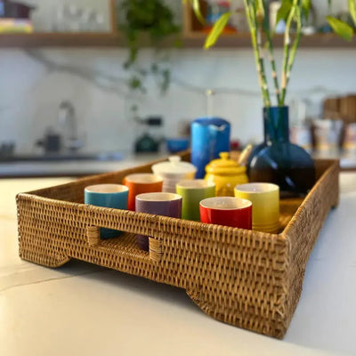 Bandeja Retangular em Rattan Bahali 65x45x9cm