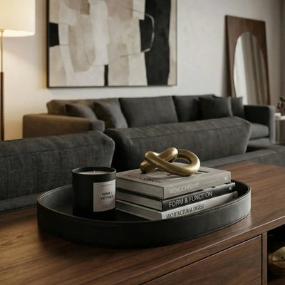 Bandeja Vitoria Régia Couro Vegano Grande Montana Preta