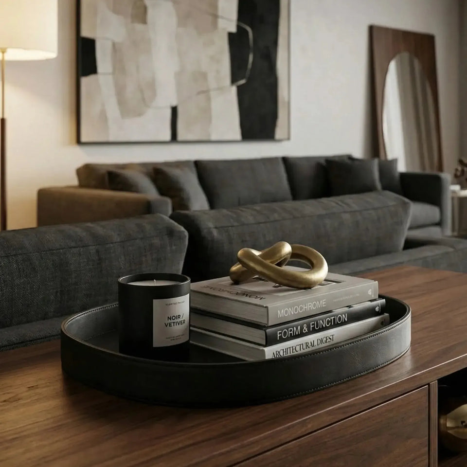 Bandeja Vitoria Régia Couro Vegano Grande Montana Preta