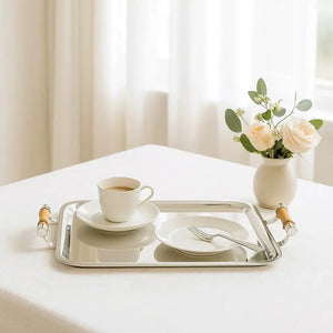 Bandeja de Prata com Bambu Mini Shefield Plate 30x21cm