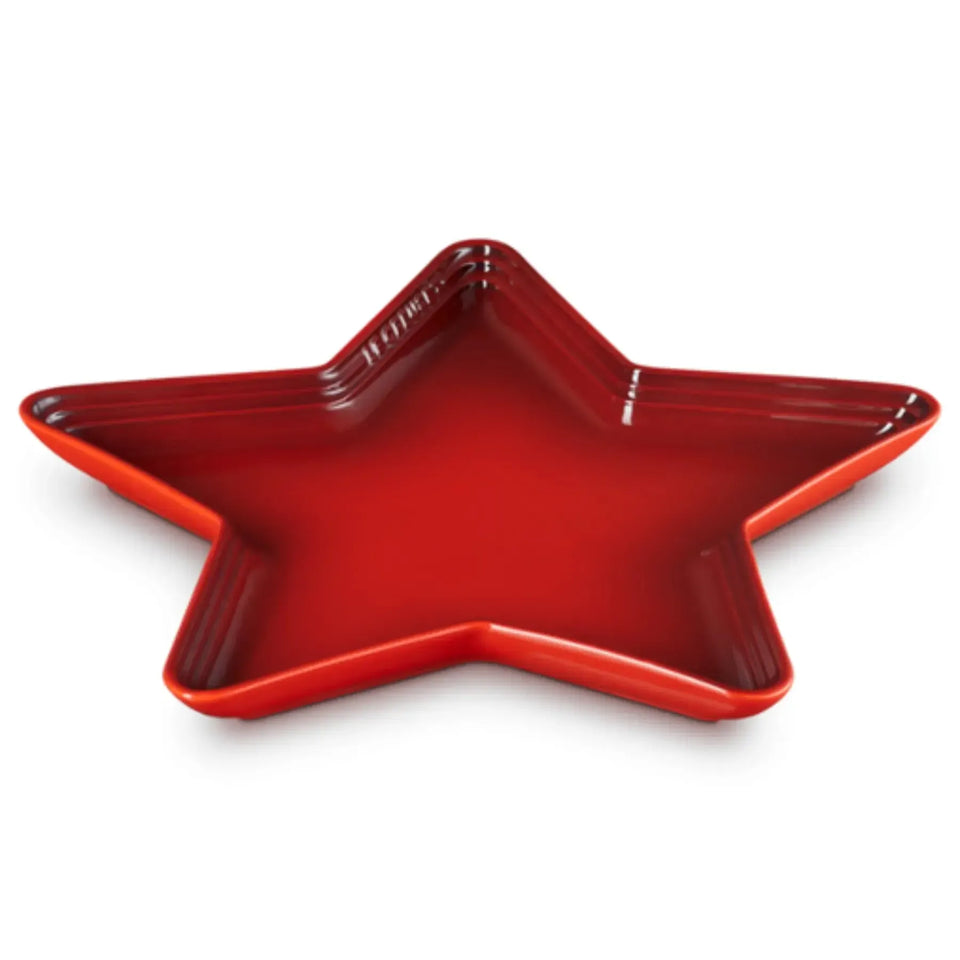 Bandeja de Servir Estrela Cerâmica Vermelha 36cm Le Creuset