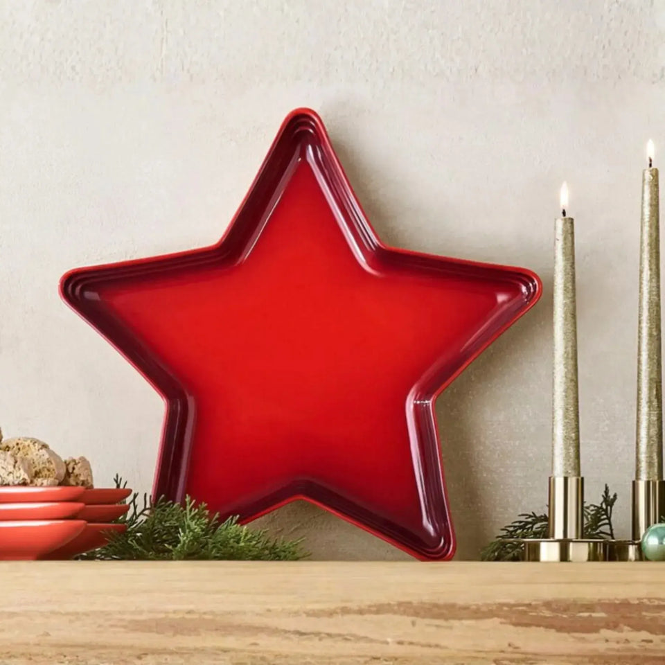 Bandeja de Servir Estrela Cerâmica Vermelha 36cm Le Creuset