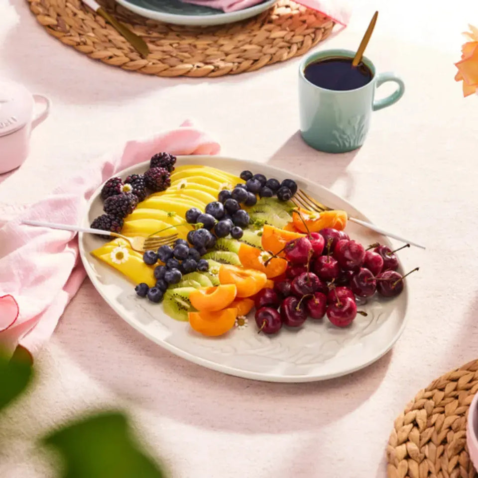 Bandeja de Servir Oval Cerâmica Jardin Meringue 36cm Le Creuset