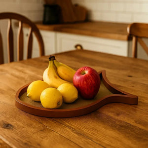 Bandeja em Palha Cestaria Formato Peixe Verde 39x24x2,5cm