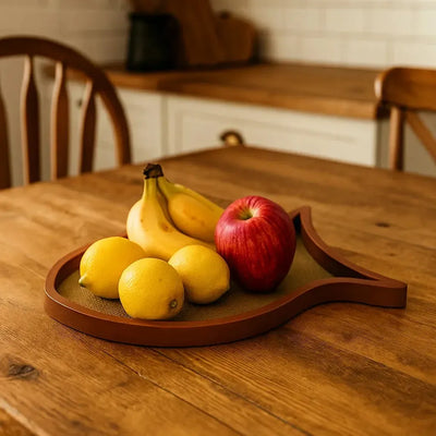 Bandeja em Palha Cestaria Formato Peixe Verde 39x24x2,5cm