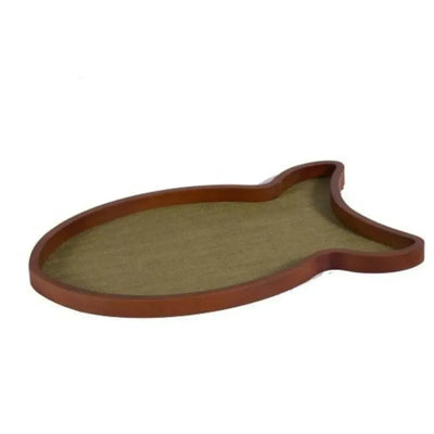 Bandeja em Palha Cestaria Formato Peixe Verde 48x30x2,5cm