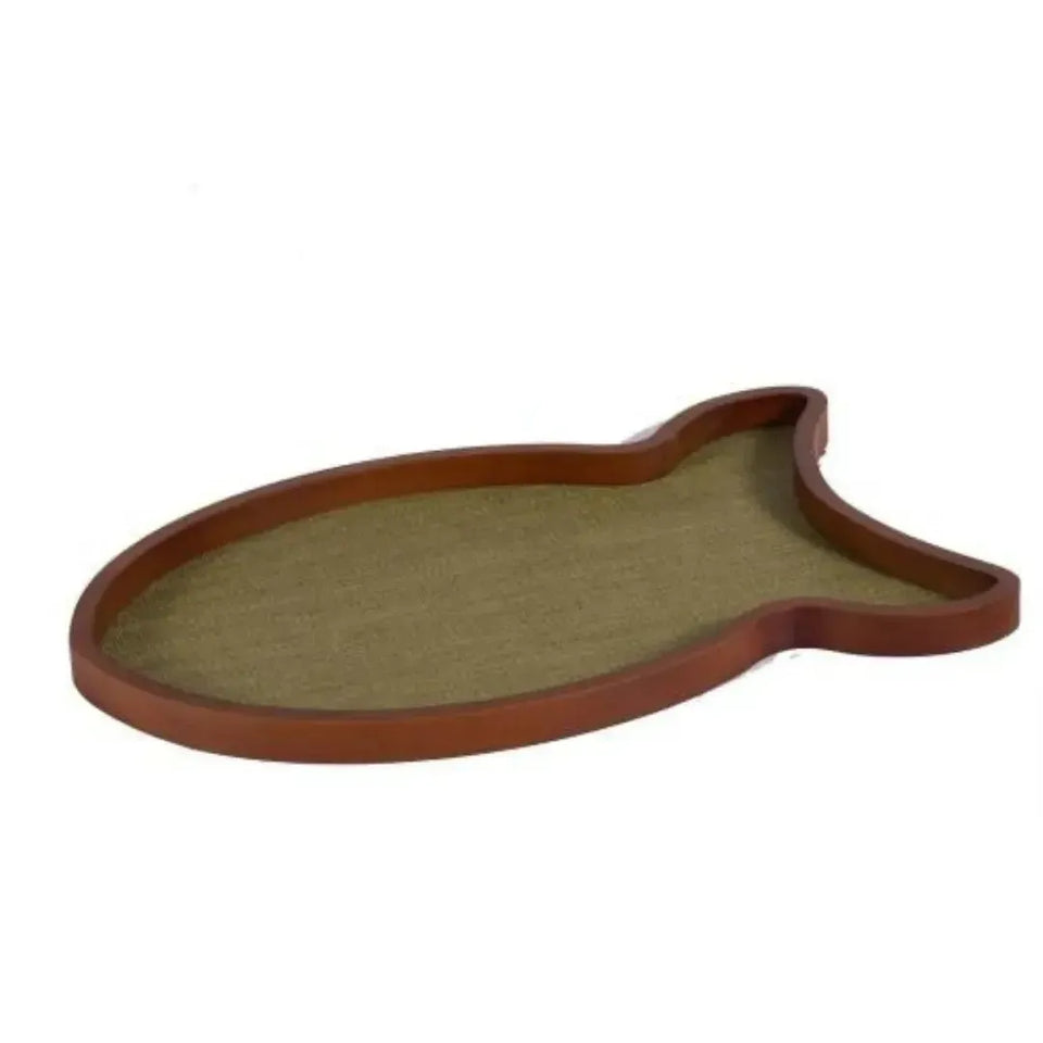 Bandeja em Palha Cestaria Formato Peixe Verde 48x30x2,5cm