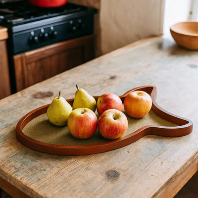 Bandeja em Palha Cestaria Formato Peixe Verde 48x30x2,5cm