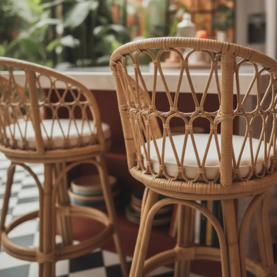 Banqueta Alta Mandola Rattan Bahali 42x44x105cm