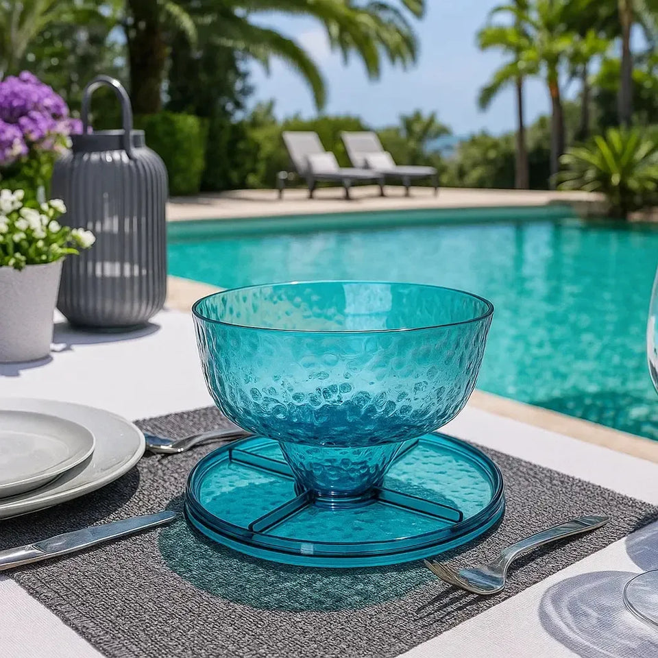 Boleira 4 em 1 Acrílico Detalhe Textura Azul 23x31cm