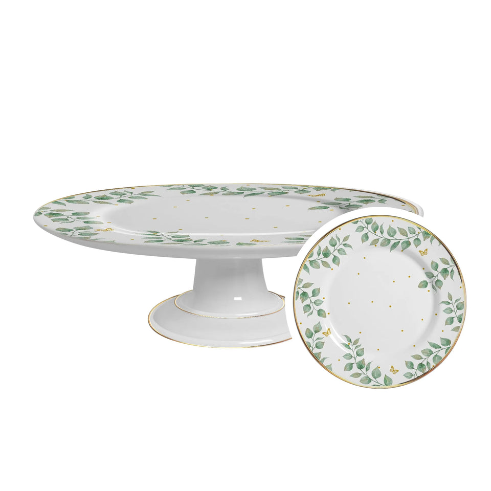 Boleira Grande Donatella Filete Ouro 34cm Cerâmica Alleanza