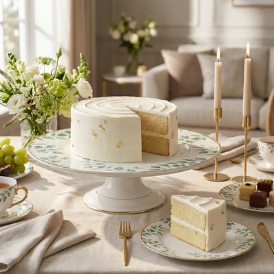 Boleira Grande Donatella Filete Ouro 34cm Cerâmica Alleanza