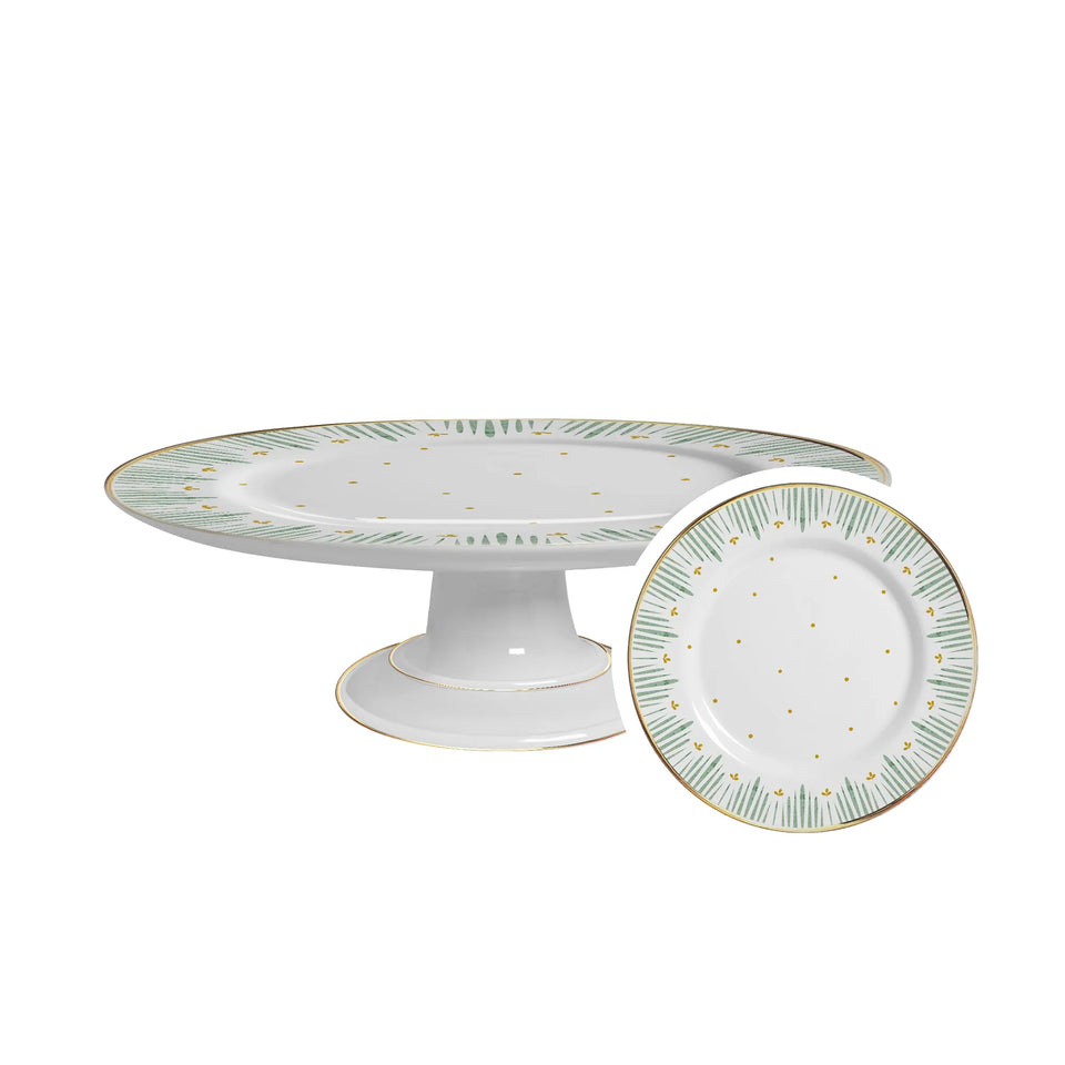 Boleira Média Donatella Filete Ouro 29cm Cerâmica Alleanza