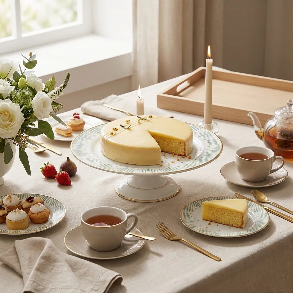 Boleira Média Donatella Filete Ouro 29cm Cerâmica Alleanza