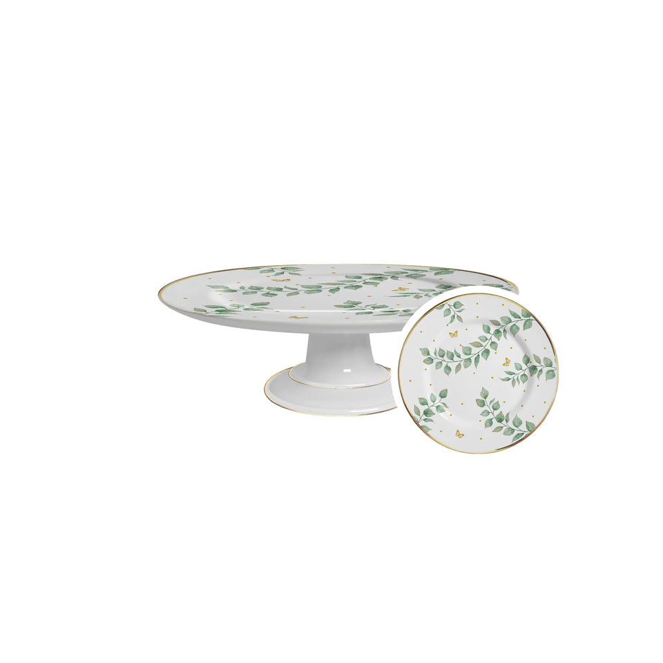 Boleira Pequena Donatella Filete Ouro 21cm Cerâmica Alleanza