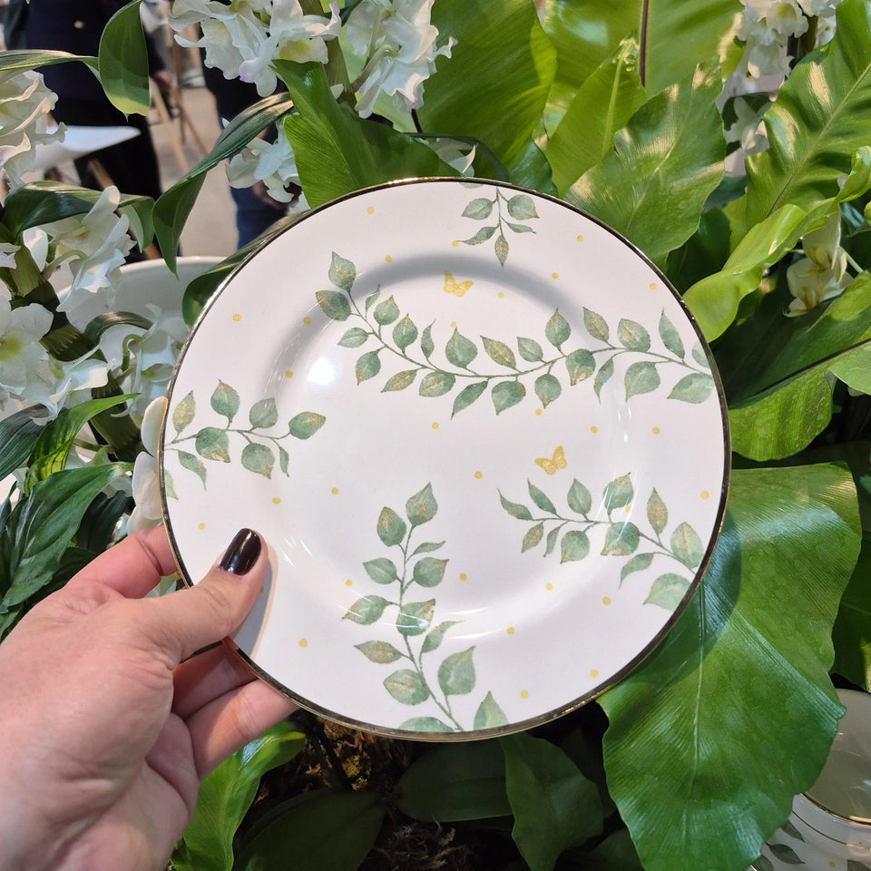 Boleira Pequena Donatella Filete Ouro 21cm Cerâmica Alleanza