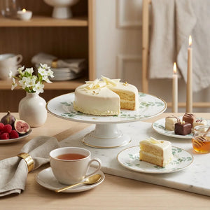 Boleira Pequena Donatella Filete Ouro 21cm Cerâmica Alleanza