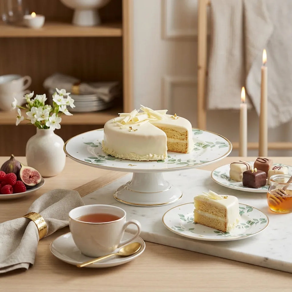 Boleira Pequena Donatella Filete Ouro 21cm Cerâmica Alleanza