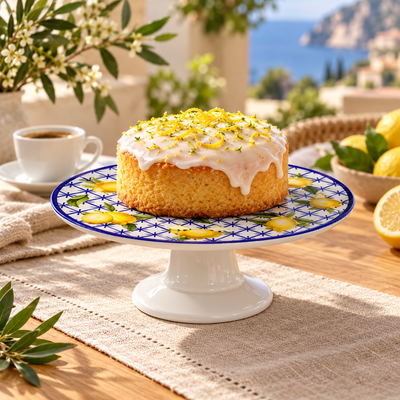 Prato para Bolo com Pé Cerâmica Limone 21cm Alleanza