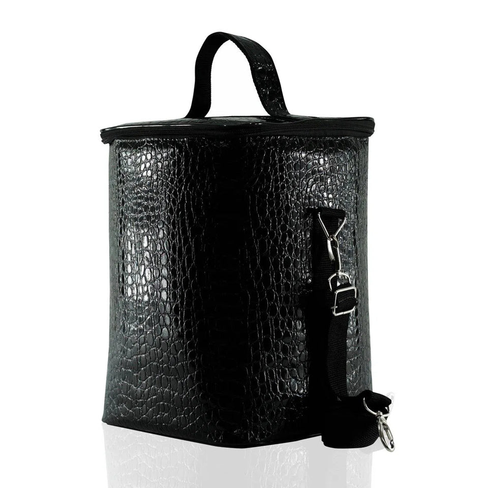 Bolsa Térmica Porta Vinho Croco Preto para 4 Vinhos