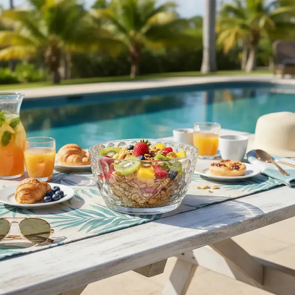 Bowl Acrílico Lapidado Círculos Transparente 14x14x7cm