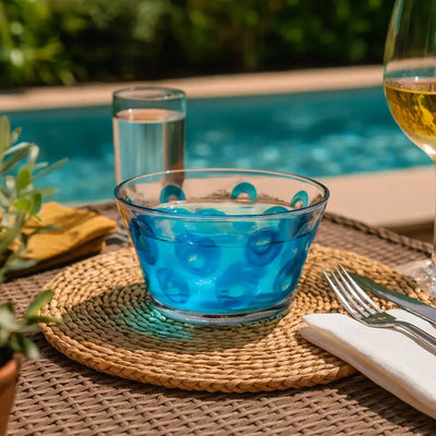 Bowl Acrílico Textura Círculos Azul 14x14x7cm