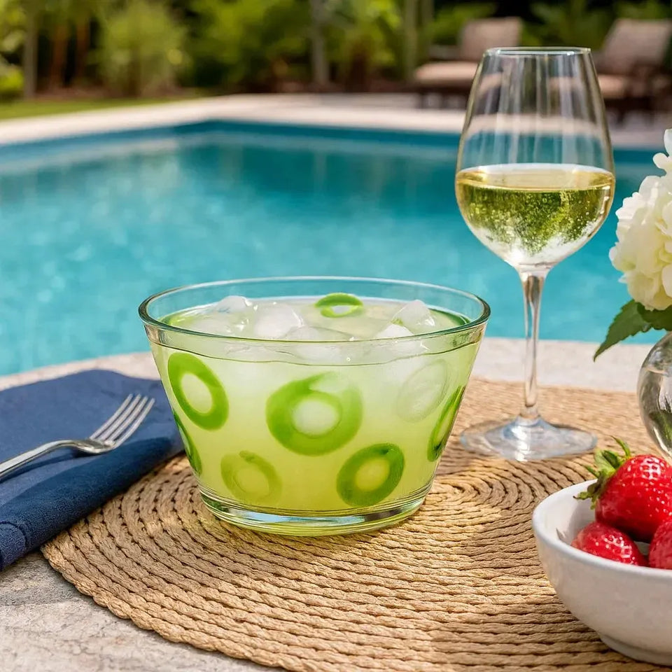 Bowl Acrílico Textura Círculos Verde 14x14x7cm