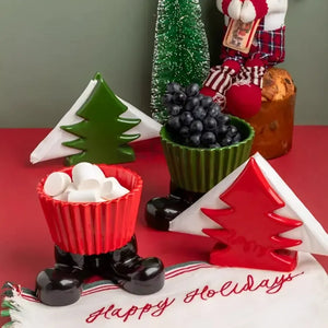 Bowl Bota Vermelho Cerâmica Toys Christmas 15x9x12cm Scalla