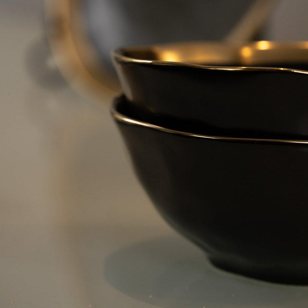 Bowl Porcelana Dubai Preto/Dourado 15x6cm