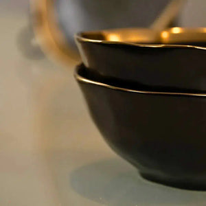 Bowl Porcelana Dubai Preto/Dourado 15x6cm