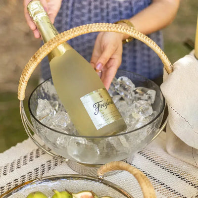 Bowl Vidro com Alça Rattan 25cm