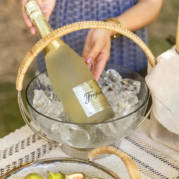 Bowl Vidro com Alça Rattan 25cm