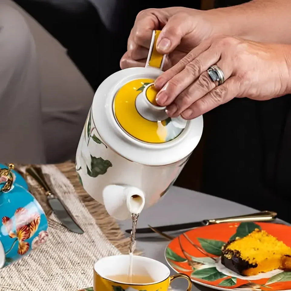 Bule de Chá New Bone China Blummen 1,150L L'Hermitage