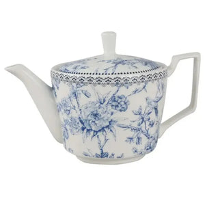 Bule de Chá com Pires New Bone China Hortênsia 750ml Azul L'Hermitage