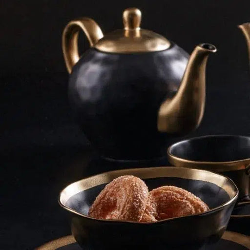 Bule de Chá em Porcelana Dubai Preto/Dourado 1L