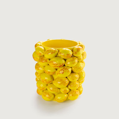 Vaso Cachepot Cerâmica Limão Amarelo Alto Amalfi