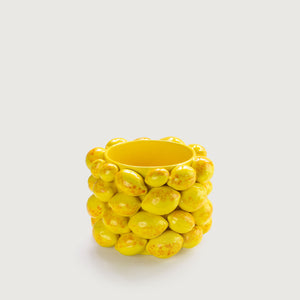 Vaso Cachepot Cerâmica Limão Amarelo Baixo Amalfi